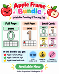 LifeBridge Apple Frame Bundle — printable number cards 0 through 10 in three formats