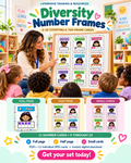 LifeBridge Diversity Number Frames displayed in a preschool classroom with teacher and children