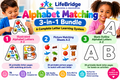 Approved LifeBridge Alphabet Matching 3-in-1 product preview, including illustrated letters, picture matching sheets, and blank outline letters